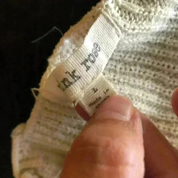 Pink Rose Cream Beige Gray striped sweater Large - Picture 8 of 8